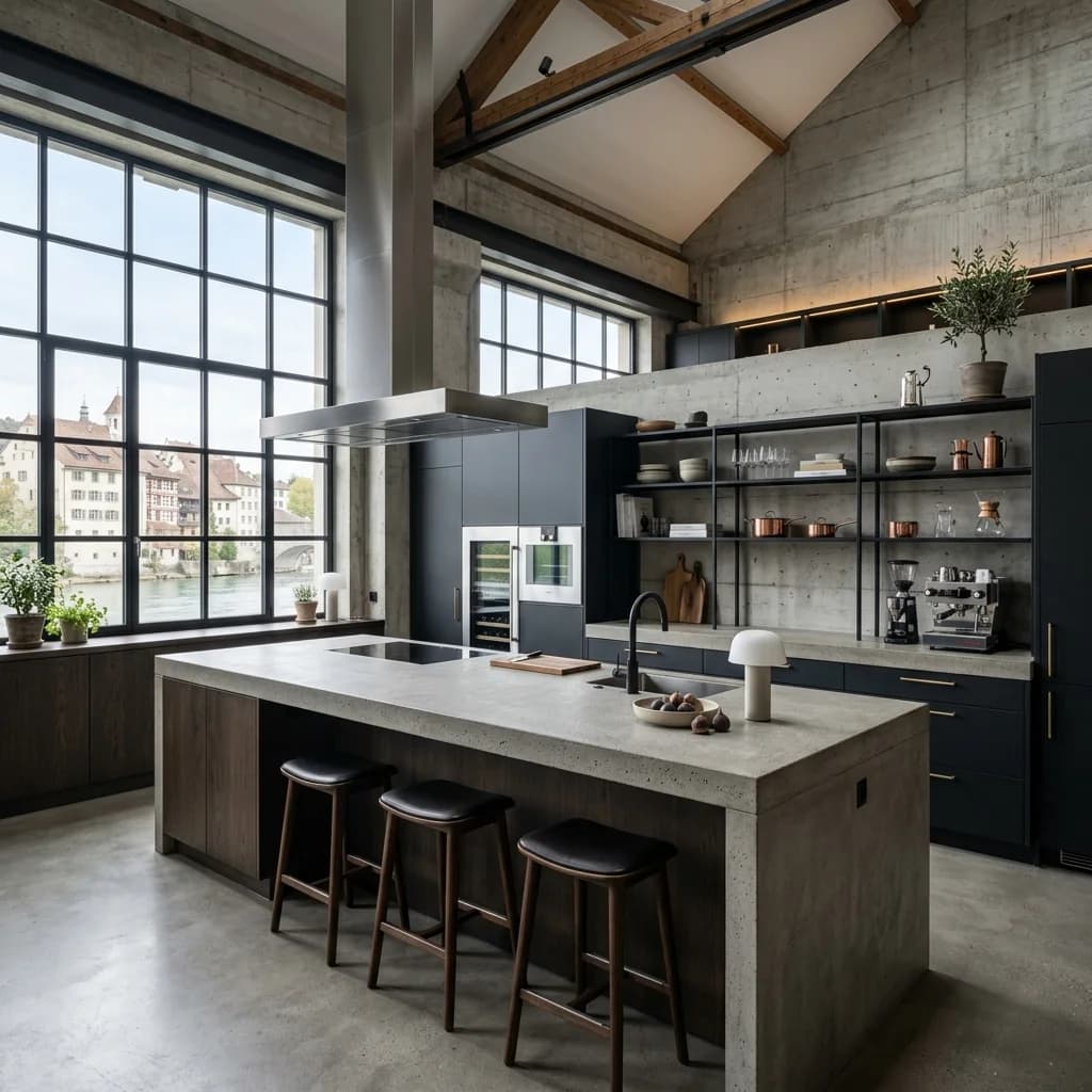 Details einer Brugg Industrial Style Kueche in Aargau - Schweizer Küchen-Profi