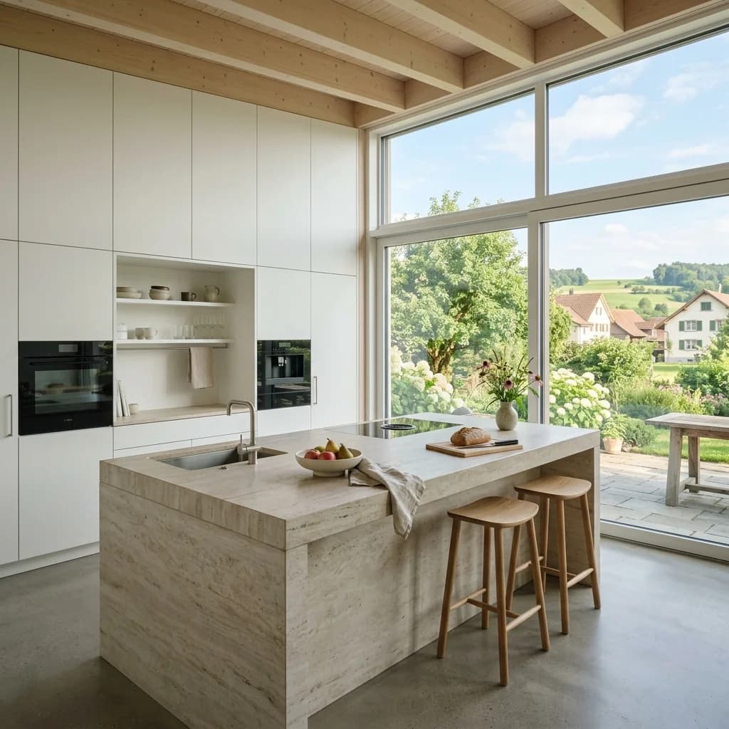 Modernes Landhaus-Küchendesign in Wohlen - Schweizer Küchen-Profi