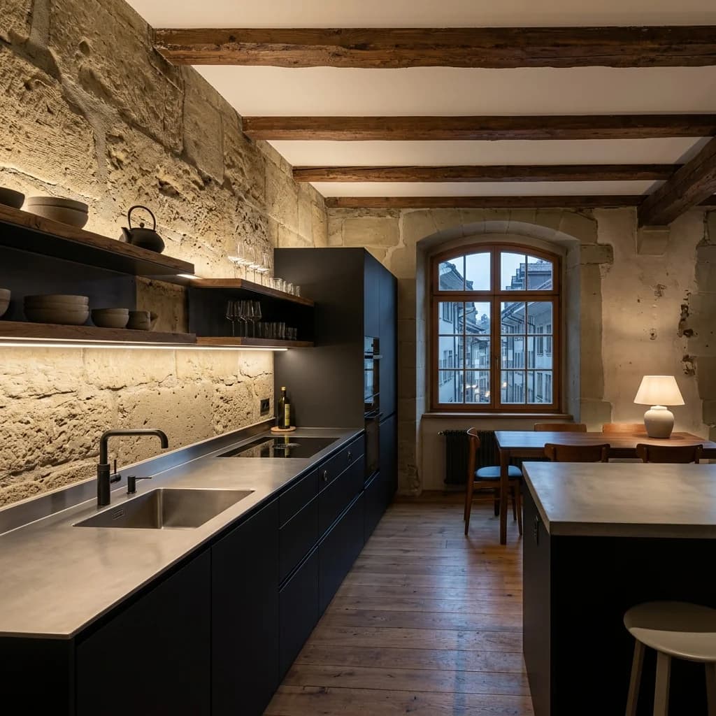 Details einer Bern Altstadt Modern Sandstone in Bern - Schweizer Küchen-Profi