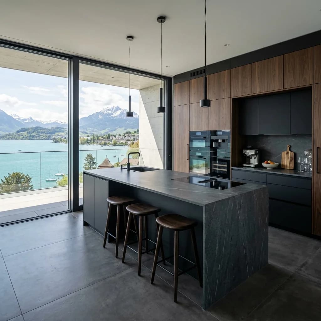 Details einer Kuessnacht Modern Villa in Schwyz - Schweizer Küchen-Profi