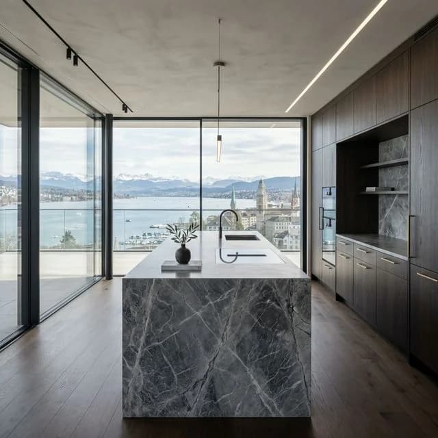 Details einer Zuerich Attica Kueche Marmor in Zürich - Schweizer Küchen-Profi