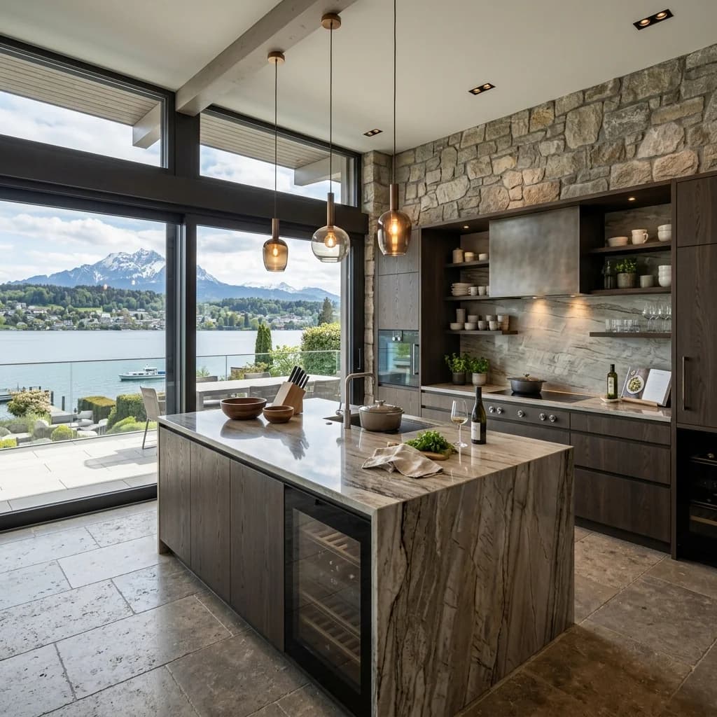 Details einer Cham Lakeside Villa in Zug - Schweizer Küchen-Profi