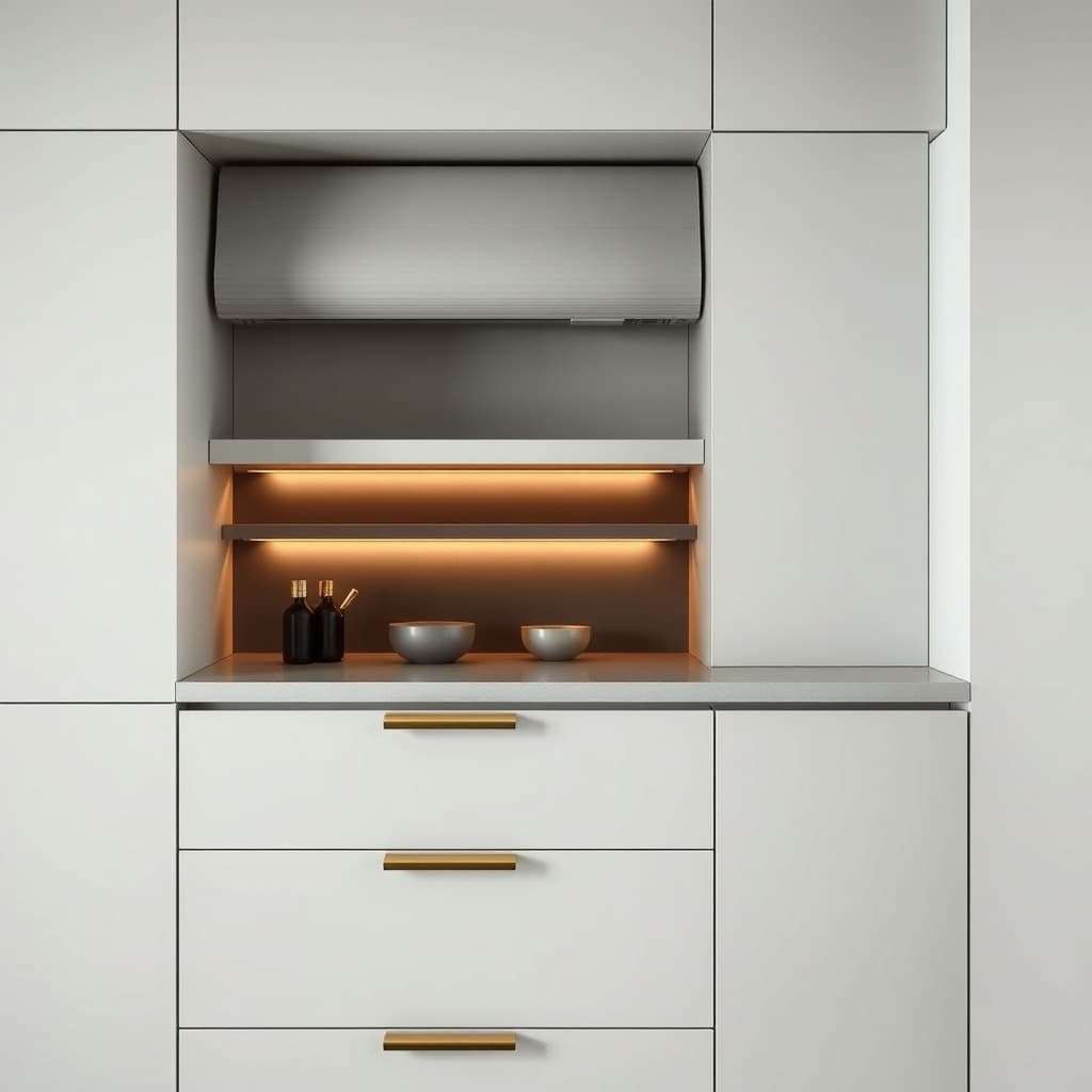 Technische Visualisierung: Aufsatzschrank mit Rollfront