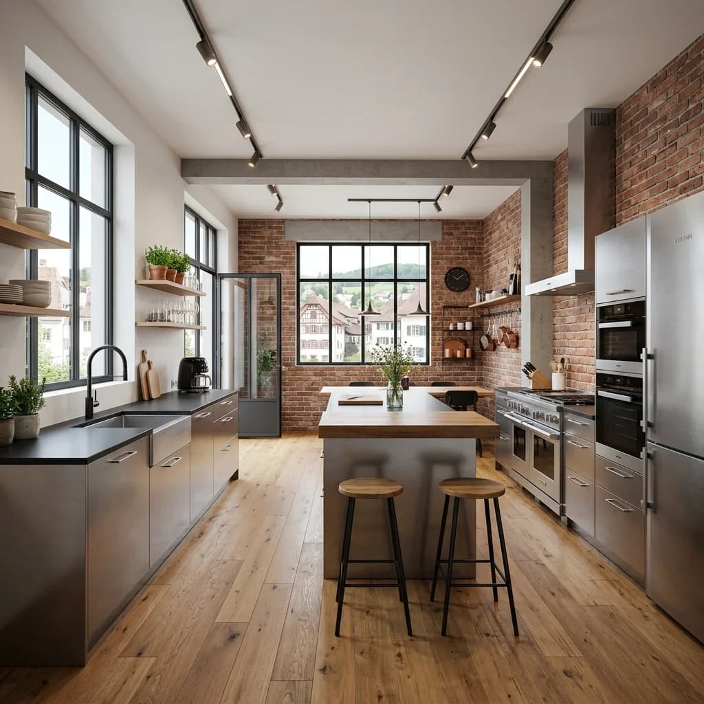 Industrial-Chic Küchendesign in Muttenz, Basel - Schweizer Küchen-Profi