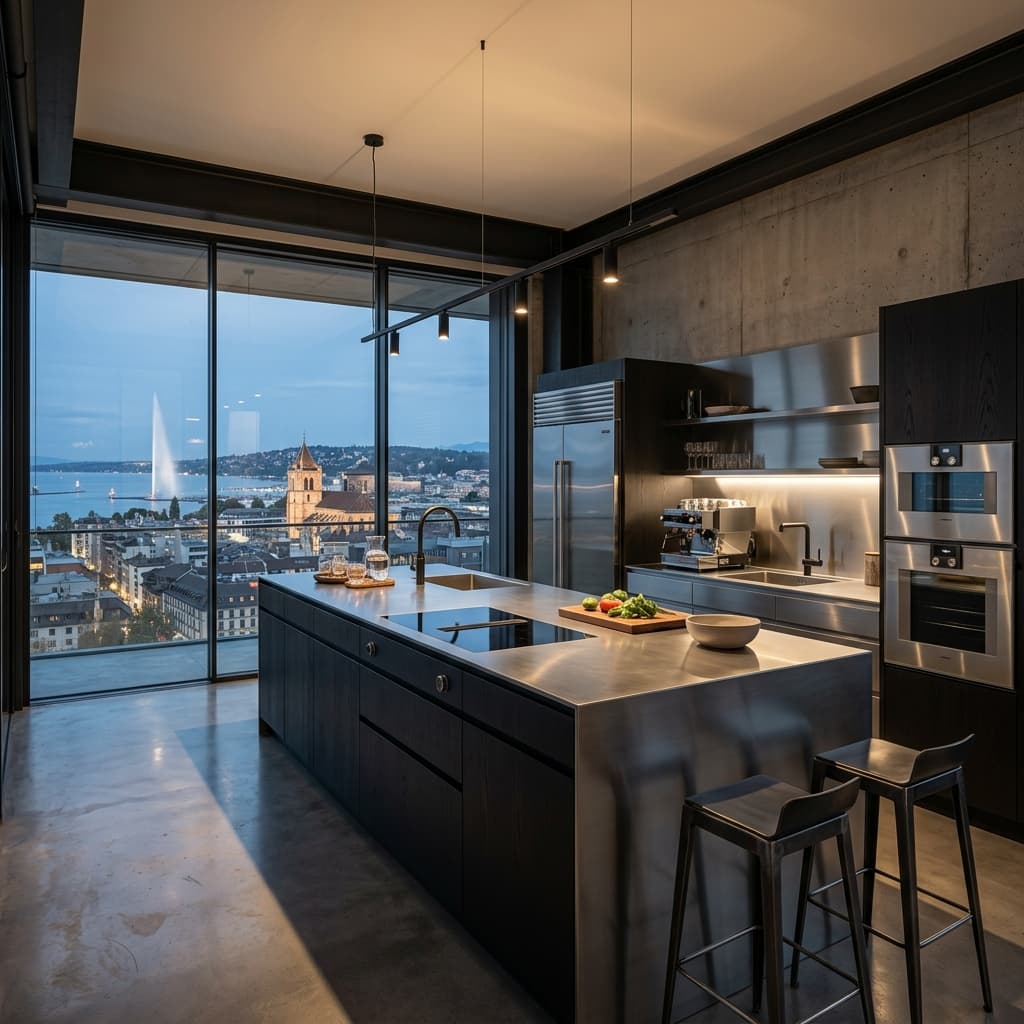 Penthouse-Küche in der Genfer Innenstadt - Schweizer Küchen-Profi