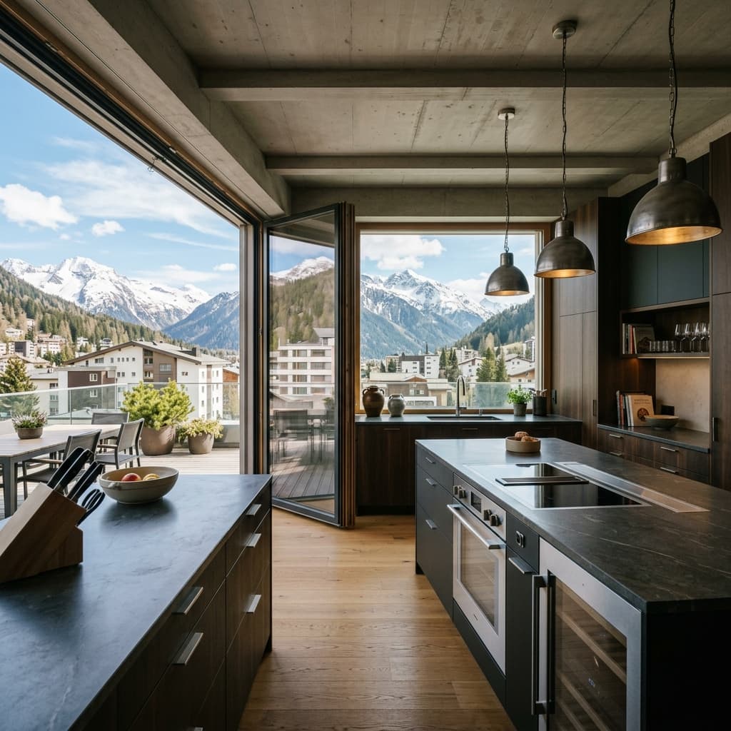 Modernes Loft-Küchendesign in Davos, Graubünden - Schweizer Küchen-Profi