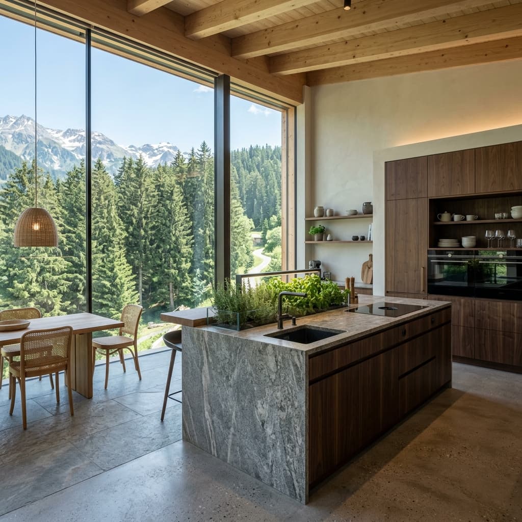 Naturnahes Küchendesign in Flims, Graubünden - Schweizer Küchen-Profi