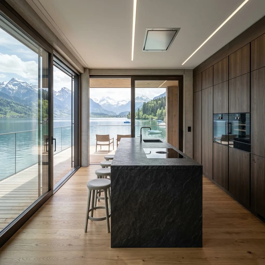 Minimalistisches See-Refugium in Sarnen mit Seesicht - Schweizer Küchen-Profi