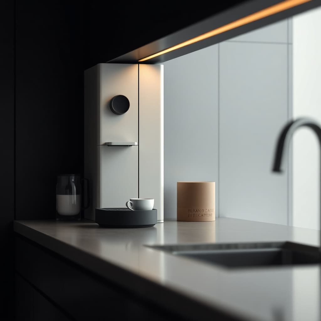 Technische Visualisierung: Bean-to-cup Einbau-Kaffeecenter