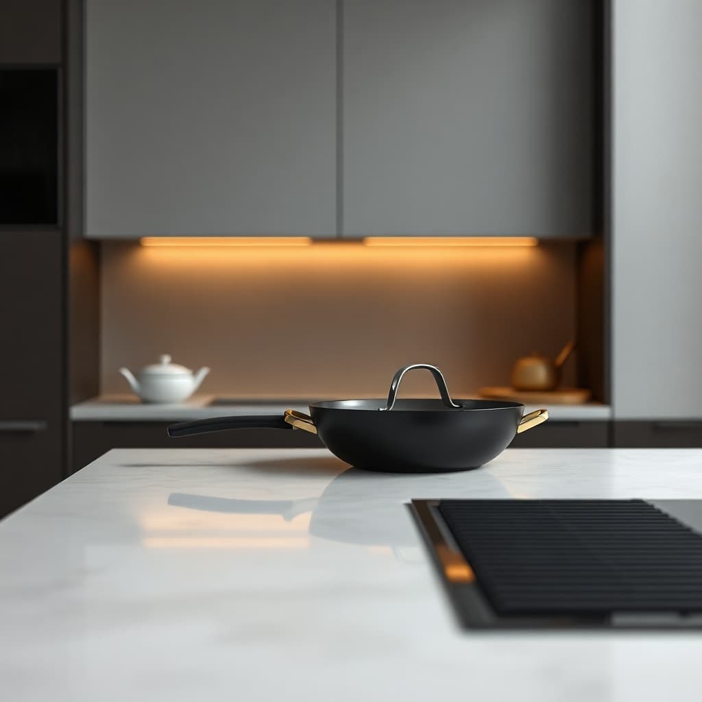 Technische Visualisierung: Einbau-Wok & Plancha