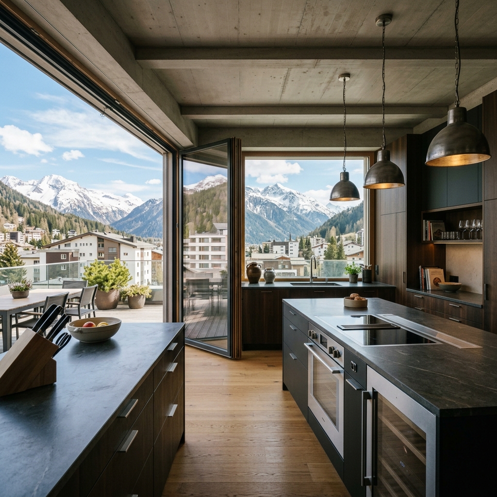 Modernes Loft-Küchendesign in Davos, Graubünden - Schweizer Küchen-Profi