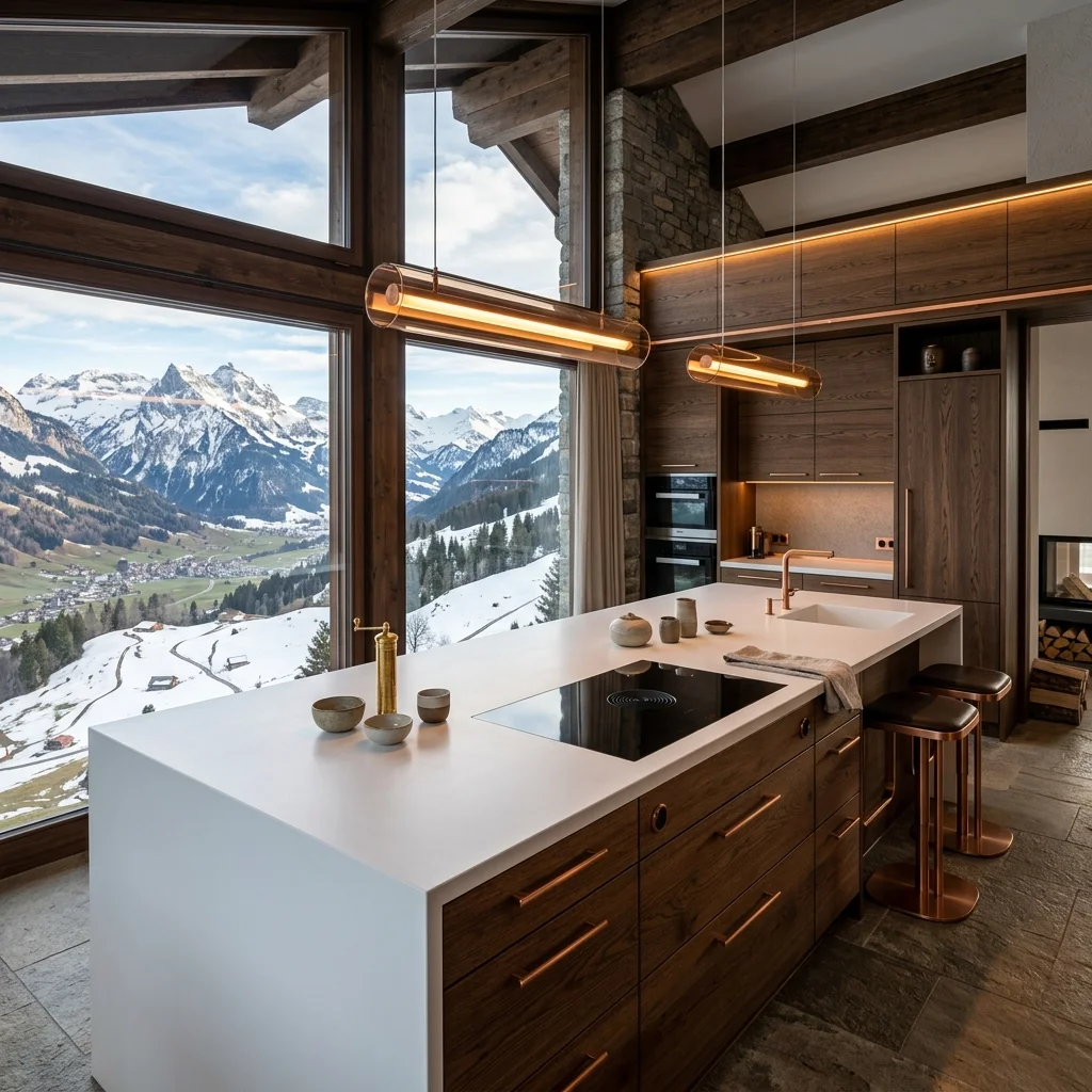 Design-Küche mit Berg-Panorama in Stans, Nidwalden - Schweizer Küchen-Profi
